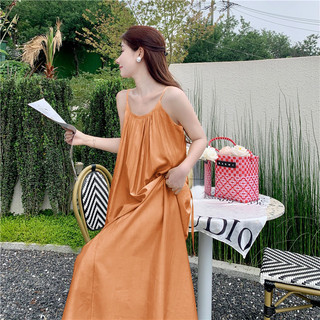 Váy maxi cam lụa hở lưng