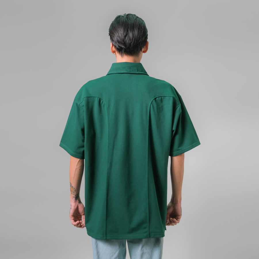 Áo Polo Nam Nữ Oversize Unisex Form Rộng Ngắn Tay Dây Kéo Có Cổ Màu Xanh Lá Local Brand by Xfire  POLO-ESSCAS-GRE622