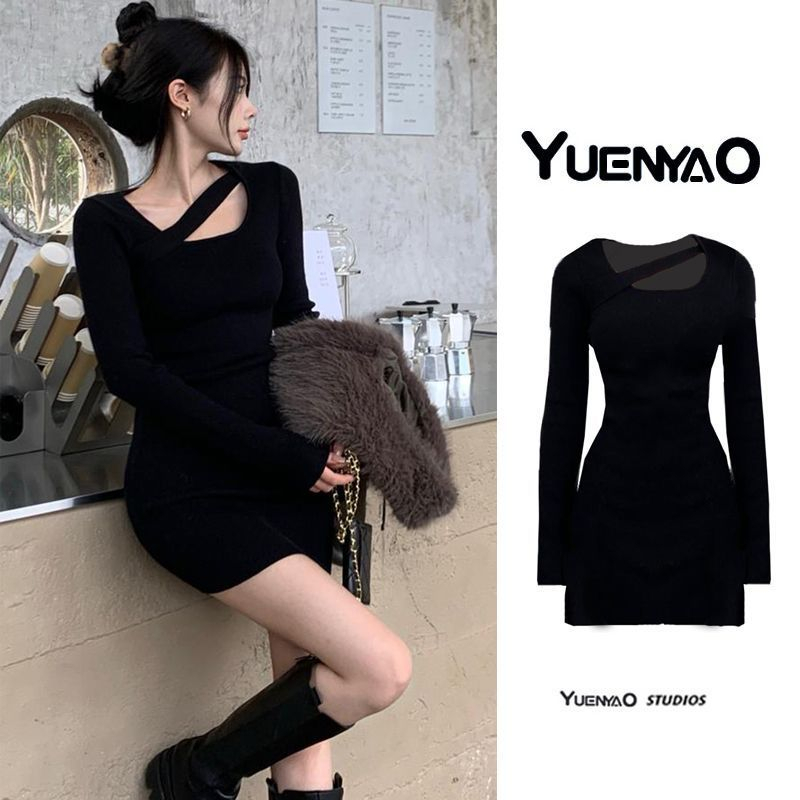 Đầm body tay dài có áo ống lót trong sexy tôn dáng, Set đầm ống ngực hở ôm body quyến rũ nữ chất dày đẹp co g