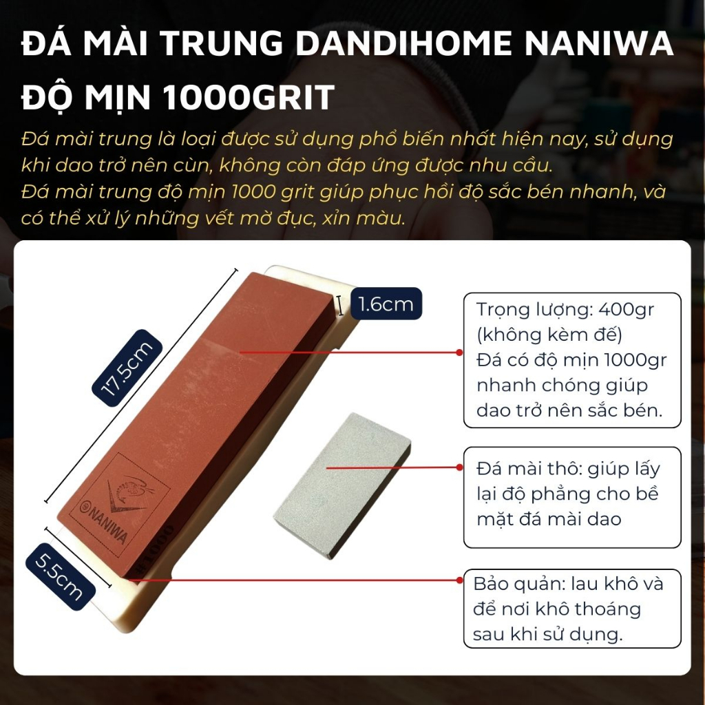 Đá mài dao Nhật Bản DandiHome Naniwa cao cấp đủ các độ mịn