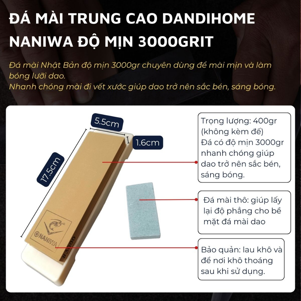 Đá mài dao Nhật Bản DandiHome Naniwa cao cấp đủ các độ mịn