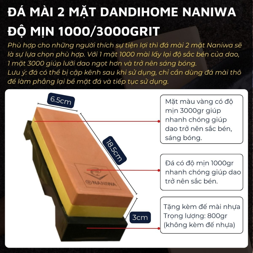 Đá mài dao Nhật Bản DandiHome Naniwa cao cấp đủ các độ mịn