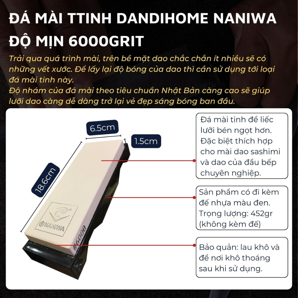Đá mài dao Nhật Bản DandiHome Naniwa cao cấp đủ các độ mịn