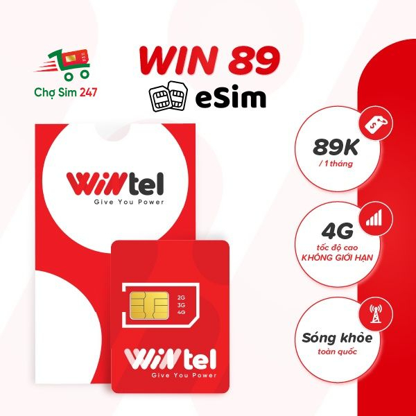 eSIM Mobicast Wintel Reddi WIN89 - Data tốc độ cao, Miễn phí nội mạng và Vinaphone (89K/30 Ngày)