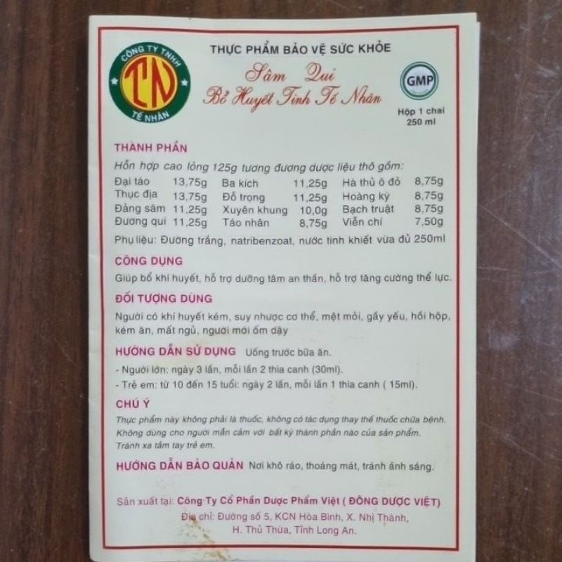 Sâm Qui Bổ Huyết Tinh Tế Nhân