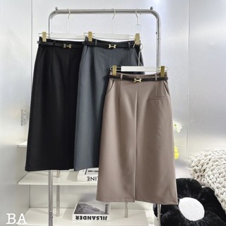 Chân váy ôm kaki nhật,sẻ trước 2 lớp kèm đai