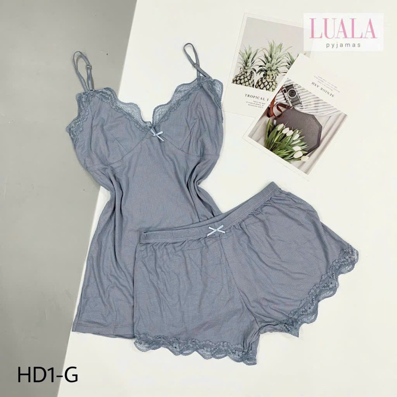 Bộ ngủ hai dây phối ren