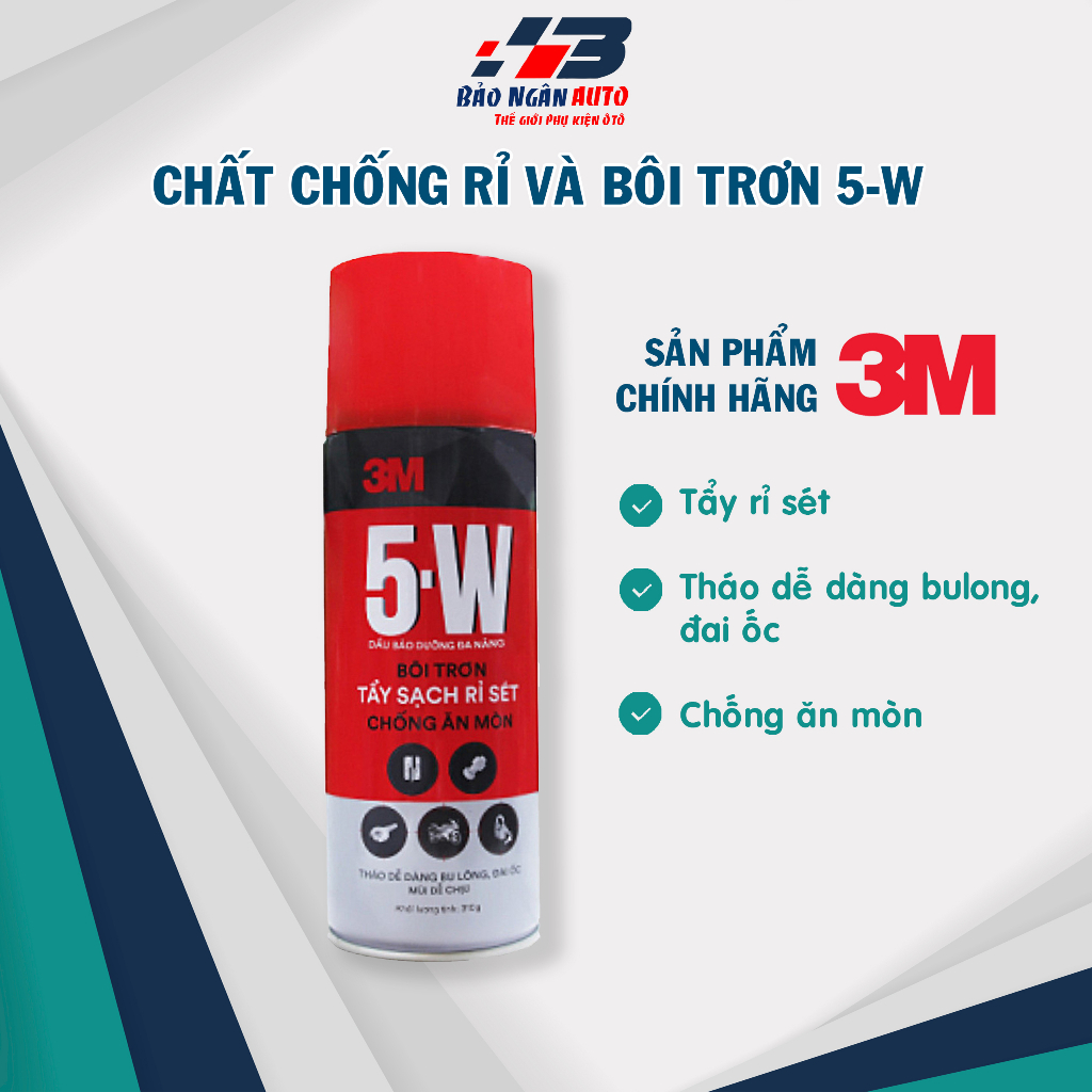 Chai xịt chống rỉ sét, tẩy rỉ sét 3M 5W; dung dịch tẩy rửa bôi trơn chống gỉ; vệ sinh sên xe máy (310g/170g)