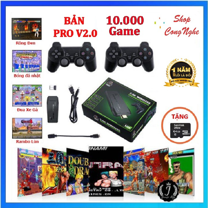 Game Stick 4k V2 Pro 2023, 64GB-10.000 trò chơi, máy chơi game cầm tay không dây