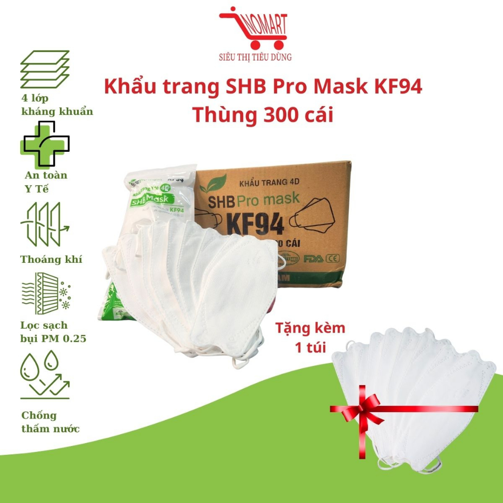 Khẩu trang 4D SHB Pro Mask KF94 Chính Hãng Đạt Chuẩn BYT kháng khuẩn lọc bụi bảo vệ sức khỏe