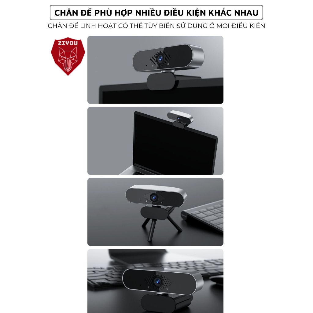 Webcam Máy Tính PC Laptop Ziyou Q-20 Độ Phân Giải 2K Có Mic Camera Trợ Sáng Cực Nét