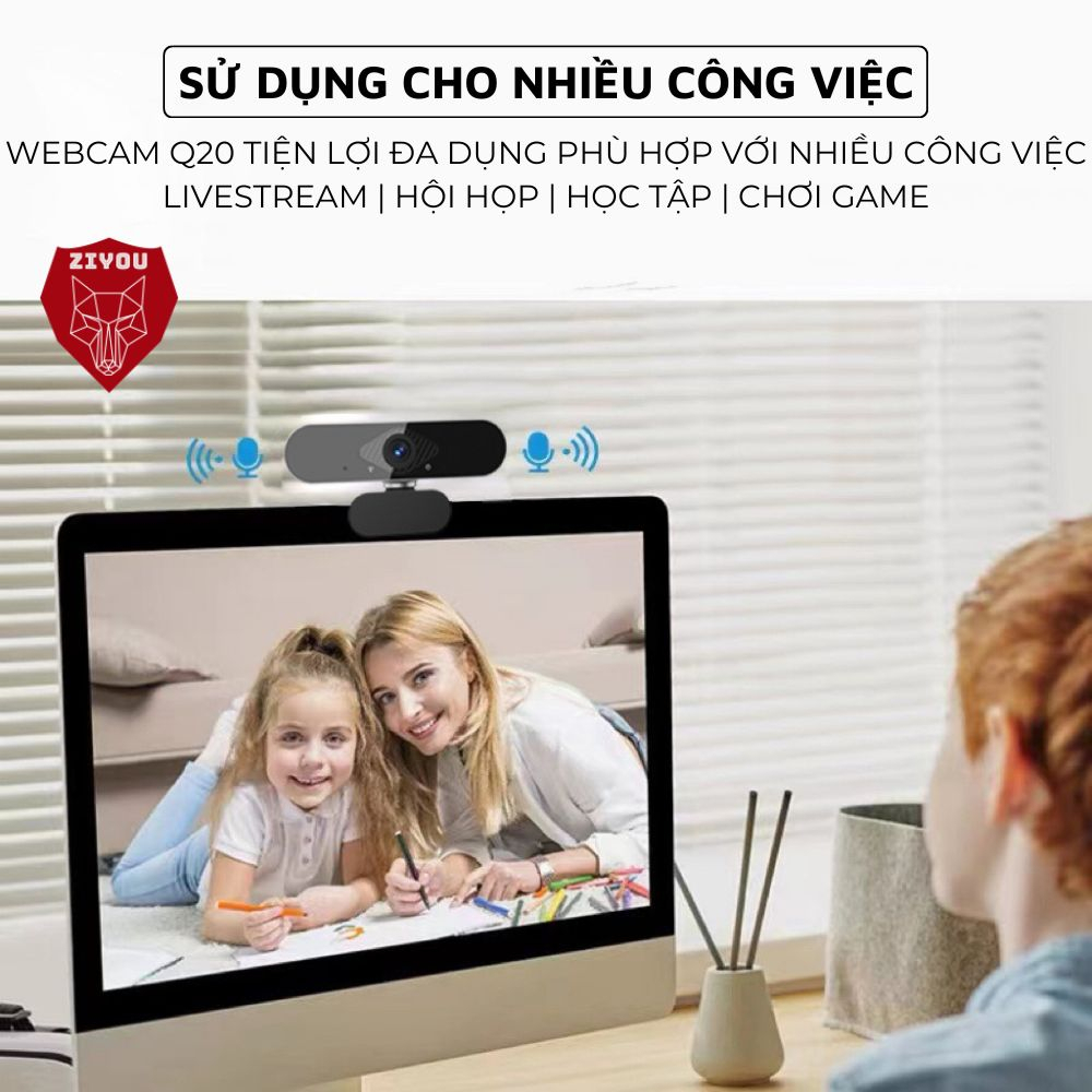 Webcam Máy Tính PC Laptop Ziyou Q-20 Độ Phân Giải 2K Có Mic Camera Trợ Sáng Cực Nét | BigBuy360 - bigbuy360.vn