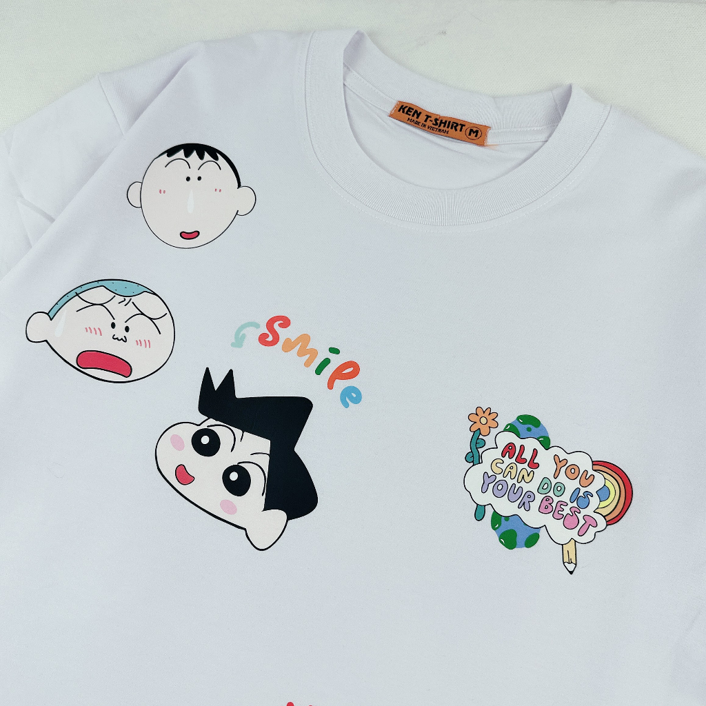 Áo thun tay lỡ form rộng HY KOREA Best friends shin 1229 cotton 75