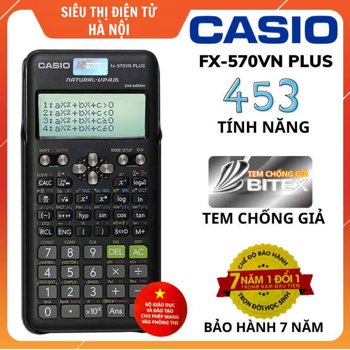 Máy Tính Casio FX-570VN Plus New Chính Hãng - Dành Cho Học Sinh Cấp 2 Và Cấp 3 , Chuyên Dụng Phòng Thi Và Thi Đại Học