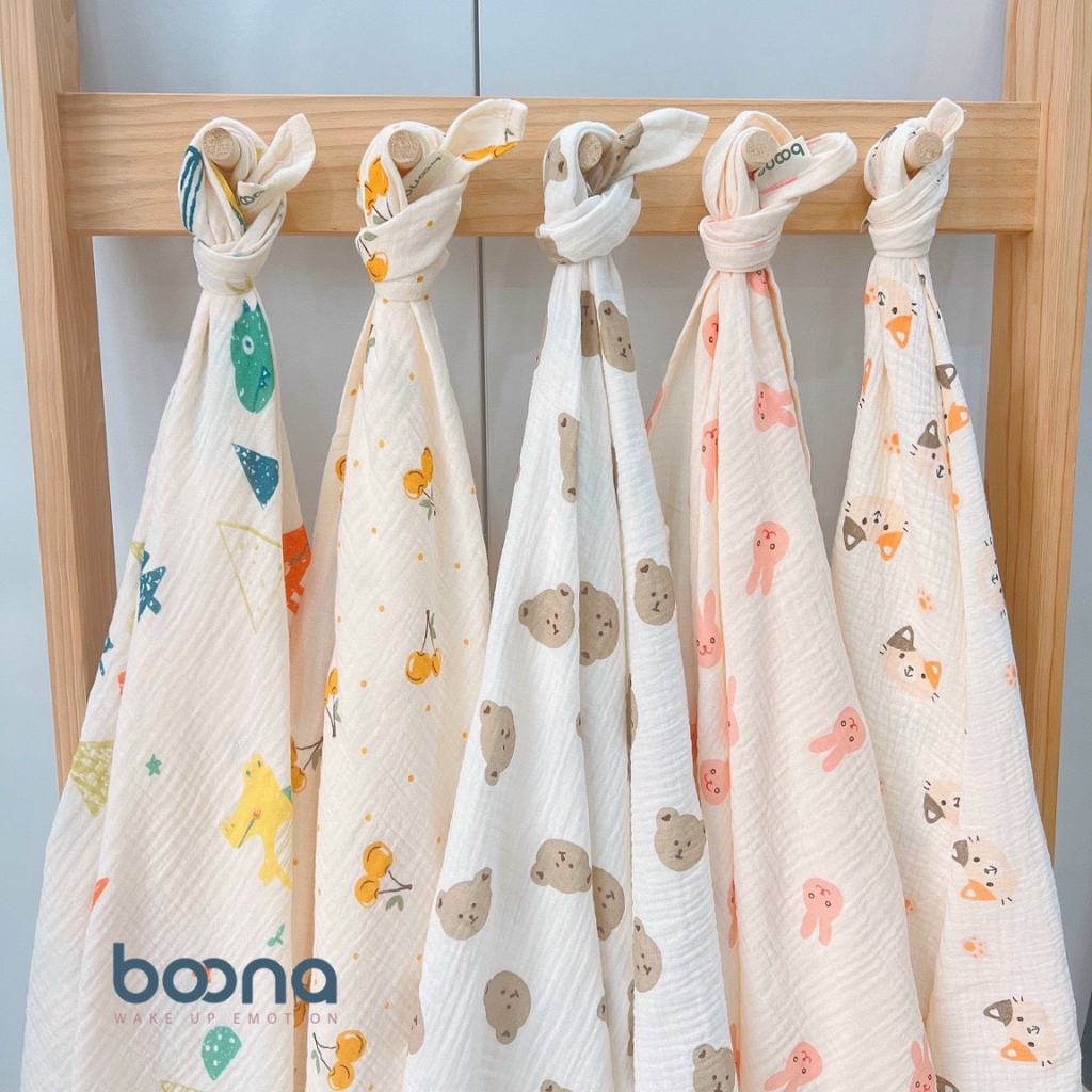 Khăn xô Muslin đa năng Boona (90*90cm) mềm mại, thấm hút cho bé
