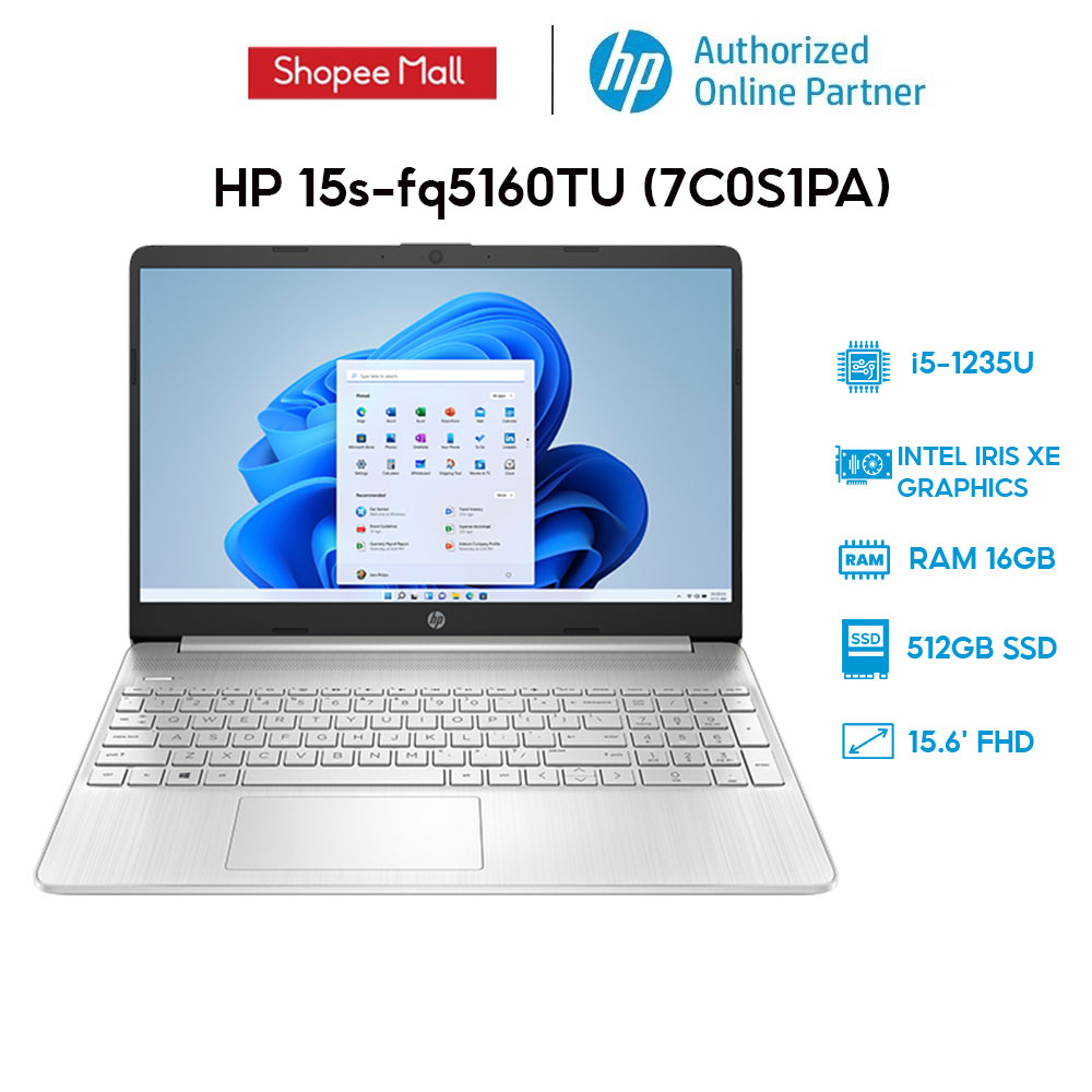 [Mã ELHP12 giảm 12% đơn 10TR] Laptop HP 15s-fq5160TU 7C0S1PA i5-1235U | 16GB | 512GB | 15.6' FHD | Win 11