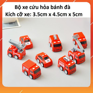 Bộ xe đồ chơi ô tô cứu hỏa mini bánh đà