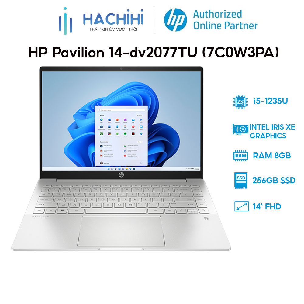 Laptop HP Pavilion 14-dv2077TU 7C0W3PA (i5-1235U | 8GB | 256GB | Intel Iris Xe Graphics | 14' FHD | Win 11)