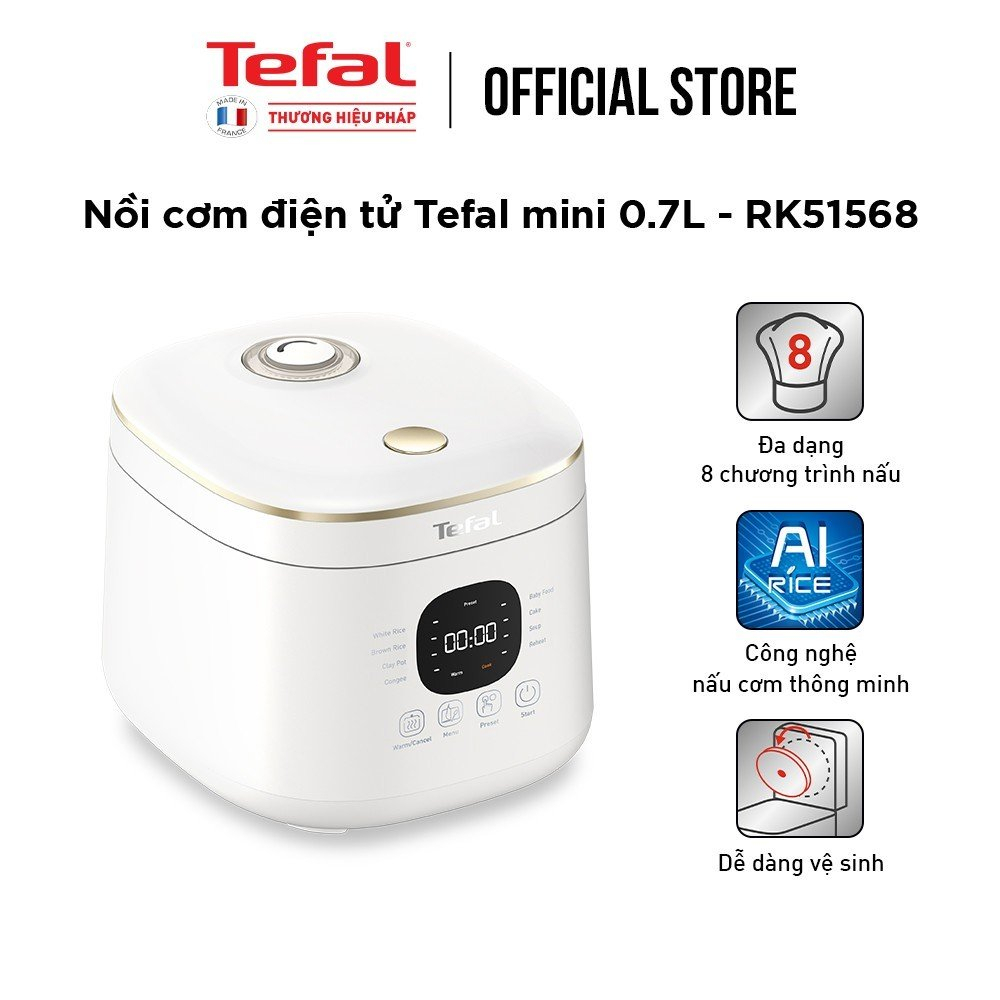 [Mã ELBSJBP04 giảm 12% đơn 500K] Nồi cơm điện tử Tefal Rice Mate Mini 0.7L RK515168