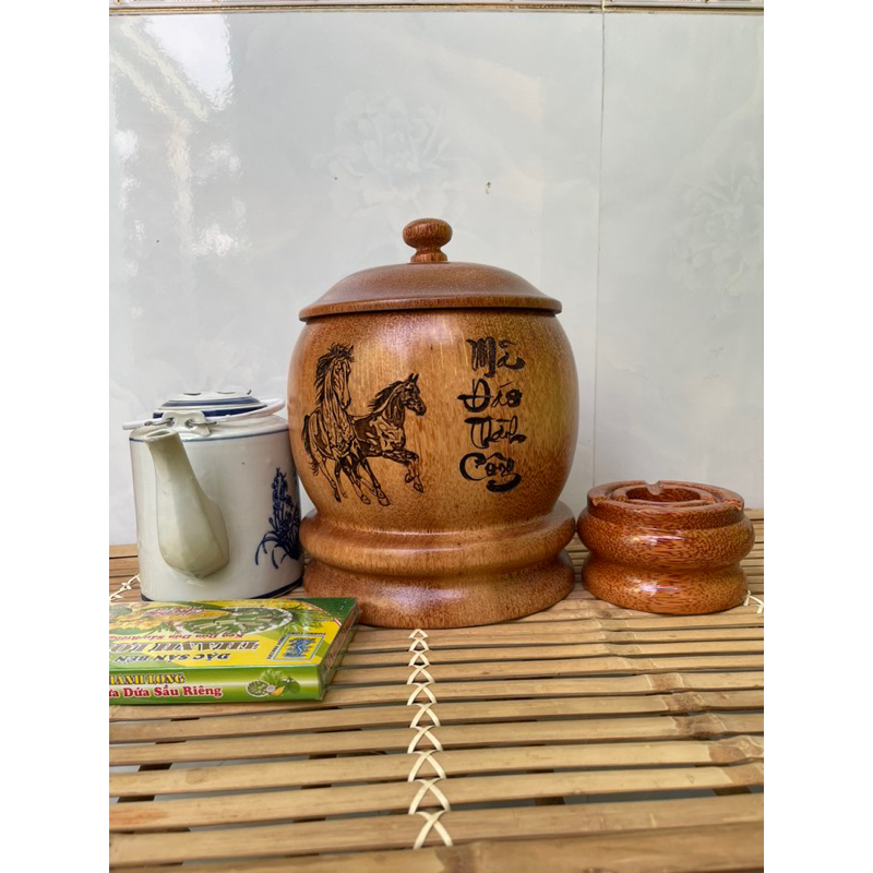 vỏ bình giữ nhiệt ấm trà bằng gỗ dừa bến tre .