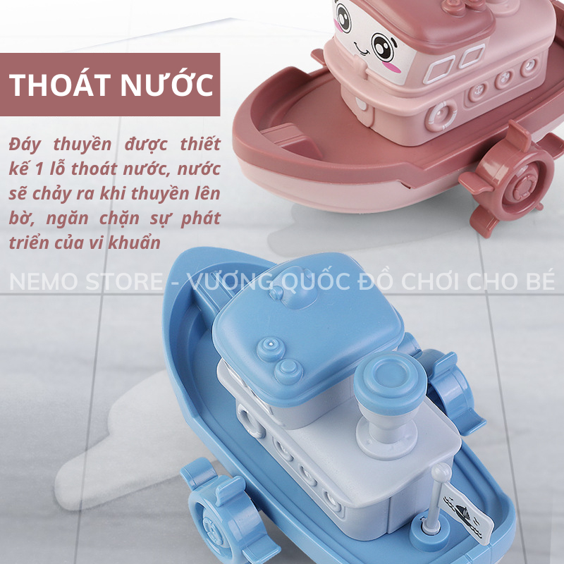 Đồ chơi nhà tắm hình tàu thủy chơi trong nhà tắm cho bé, đồ chơi dây cót thả bồn tắm