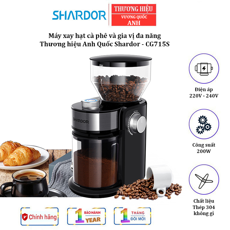 [Bảo hành 12 tháng] Máy xay cà phê cao cấp Shardor HY-1421 Công suất: 150W