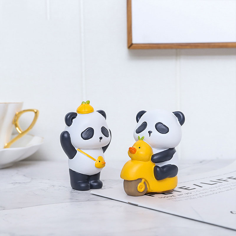 Mô hình Gấu trúc Panda vịt vàng Ráp biểu cảm dễ thương dùng làm mô hình trang trí bàn làm việc, quà tặng bạn bè- MO04