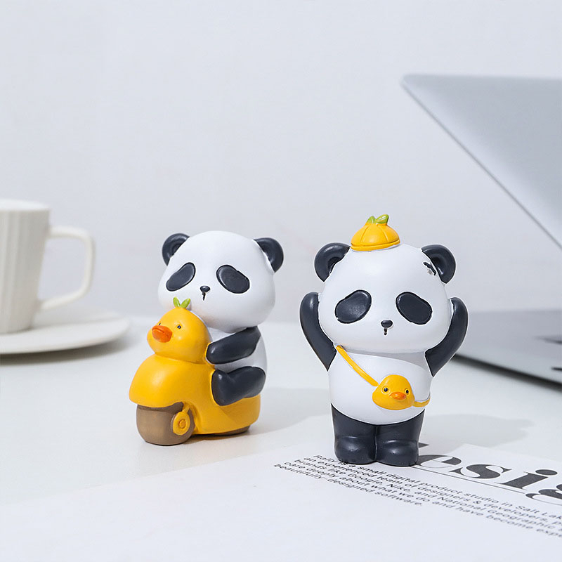 Mô hình Gấu trúc Panda vịt vàng Ráp biểu cảm dễ thương dùng làm mô hình trang trí bàn làm việc, quà tặng bạn bè- MO04