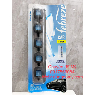 Kẹp Nước hoa xe hơi Febreze Car Linen & Sky Set 5 cái x2ml của Mỹ