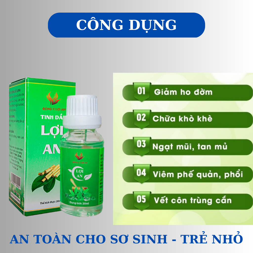 Tinh dầu bôi ho, sổ mũi, khò khè cho bé Lợi An 20m Hàng Chuẩn