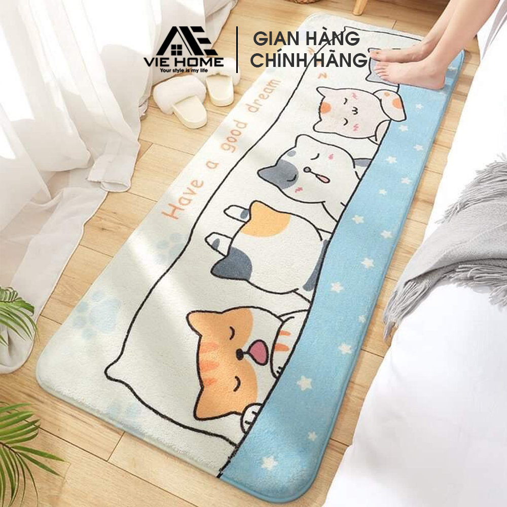 Thảm chùi chân lót cửa 3D VIE Home - Bedding thấm hút chống trượt cho phòng tắm, phòng ngủ nhiều mẫu họa tiết xinh