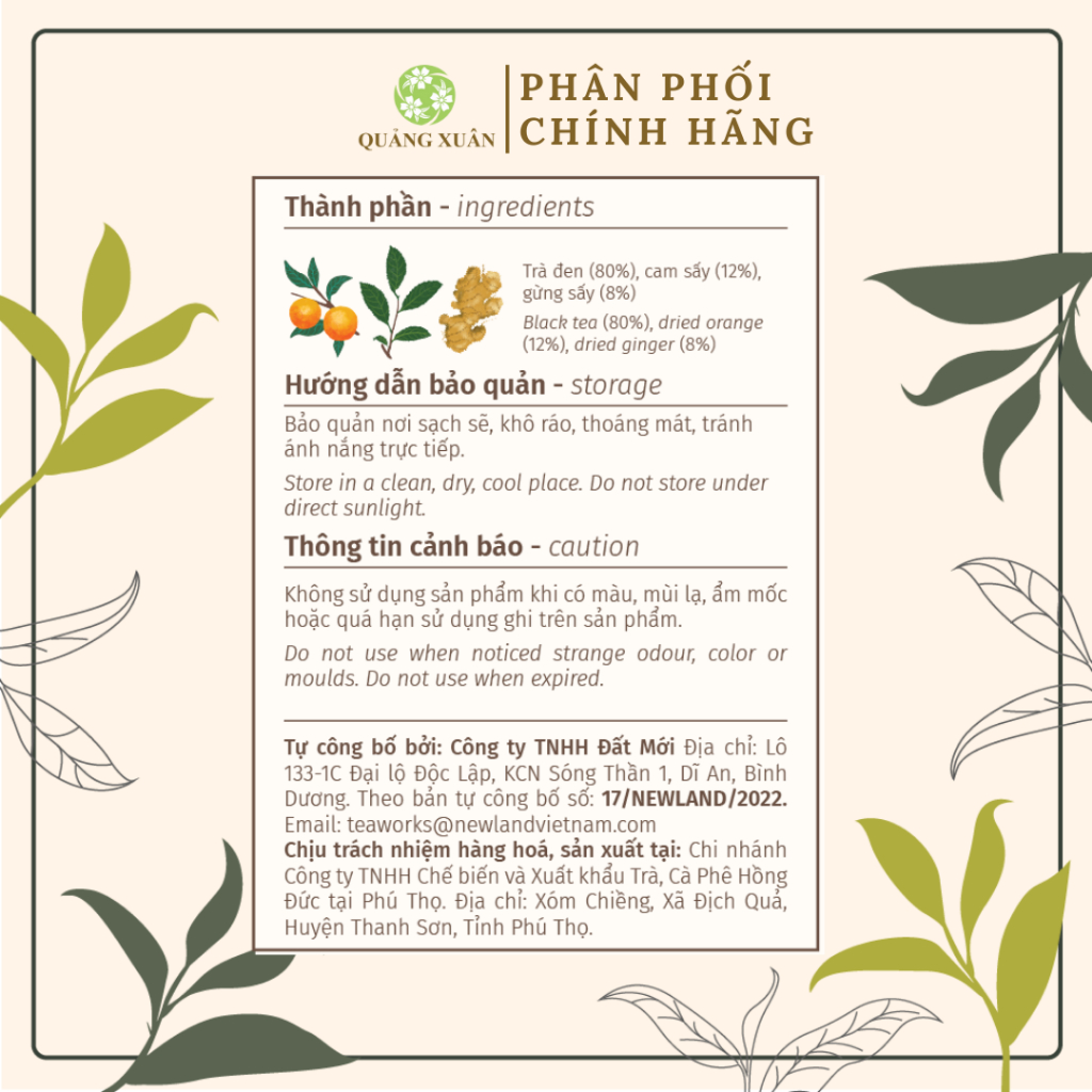 Trà Đen Cam Gừng  100G - Trà Đất Mới