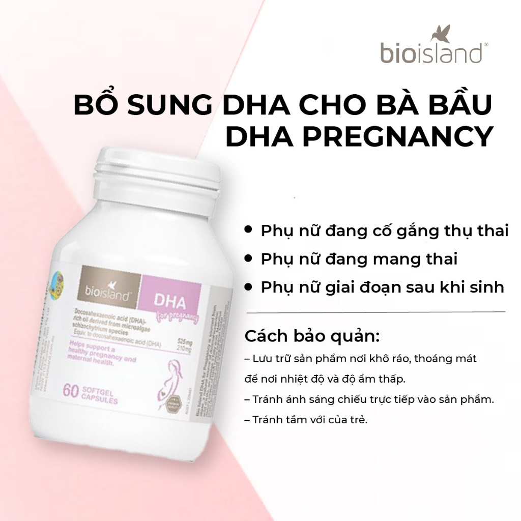 DHA cho phụ nữ mang thai Bioisland DHA 60 viên cung cấp DHA cho mẹ bầu giúp phát triển trí não của thai nhi