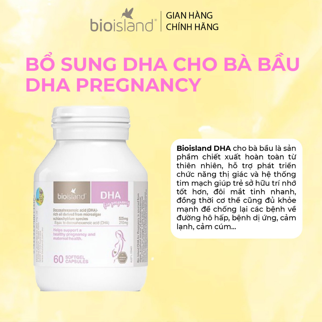 DHA cho phụ nữ mang thai Bioisland DHA 60 viên cung cấp DHA cho mẹ bầu giúp phát triển trí não của thai nhi