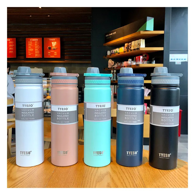 BBình giữ nhiệt nóng lạnh có tay cầm 530ml/750ml Tyeso chính hãng inox 304 sơn tĩnh điện thích hợp thể thao TS8706B/8709