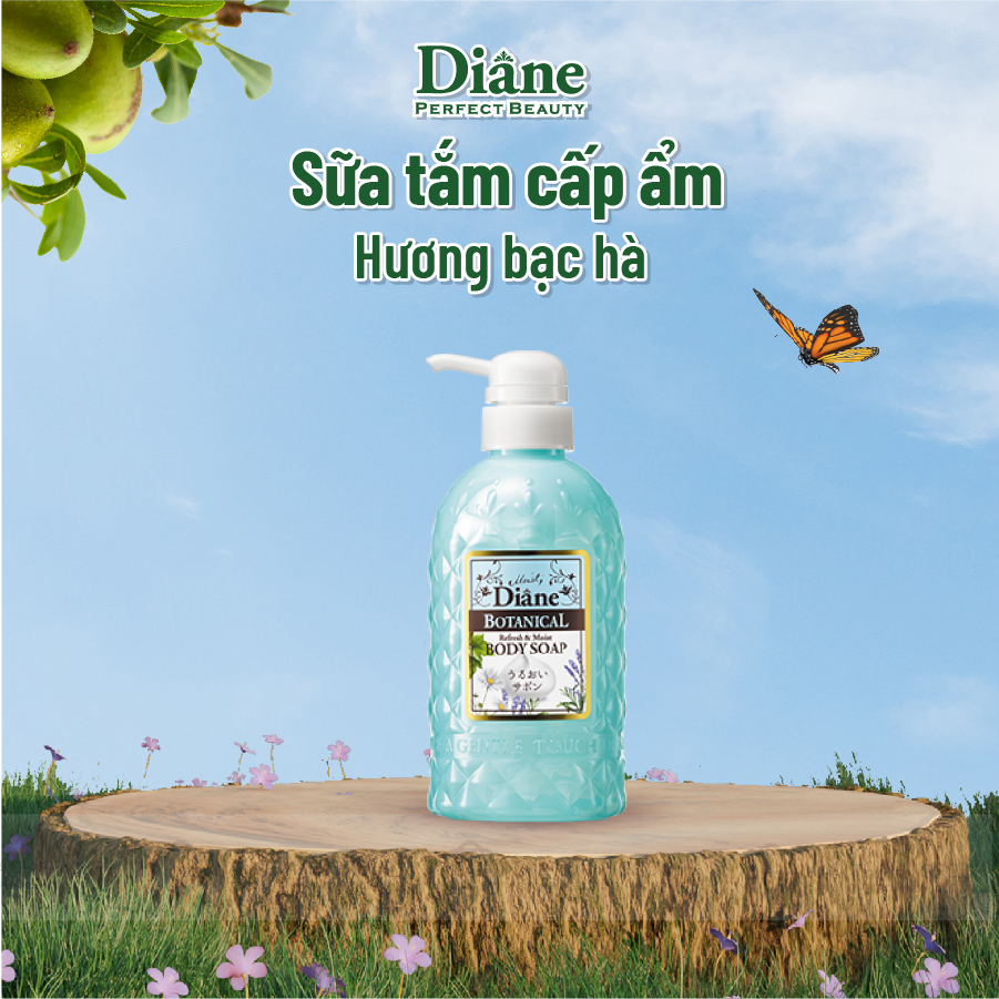 Sữa tắm Moist Diane Botanical Refresh &amp; Moist (hương bạc hà) - 500ml