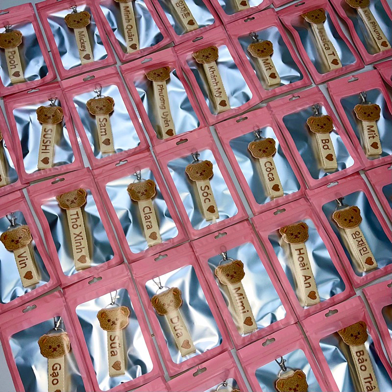 Nametag, móc khoá hình gấu thêu tên 🐻