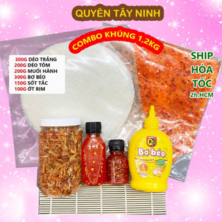 1,5Kg Combo Khổng Lồ Sốt Tắc - Bánh Tráng Phơi Sương 500g - Muối Tép Hành Phi - Bơ Béo - Tóp Mỡ Mắm Tỏi | Quyên Tây Ninh