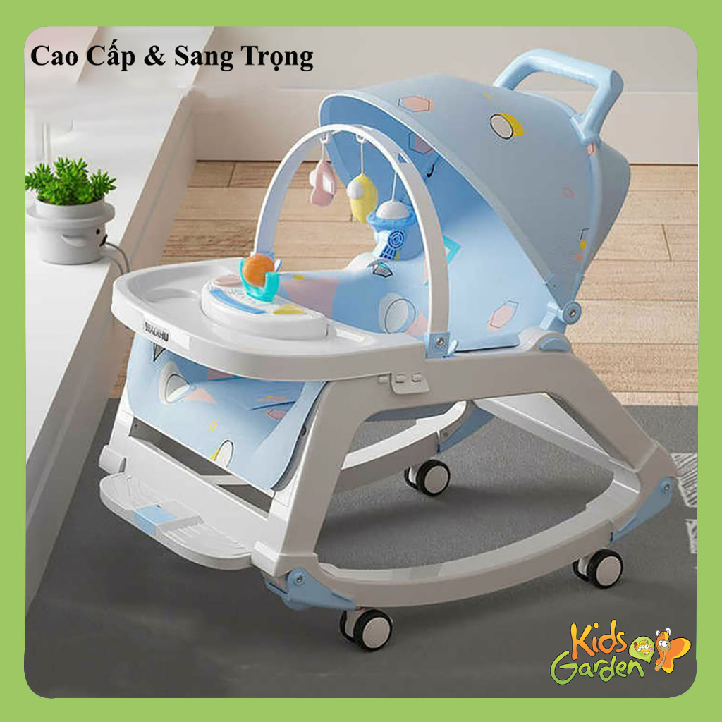 Nôi rung ghế rung bập bênh bàn ăn dặm 5 trong in cho bé thiết kế cao cấp chất liệu an toàn cho bé