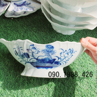 Bát thuyền bày gà cúng men lam bày ban thờ cúng gia tiên hoa sen sứ Bát Tràng cao cấp