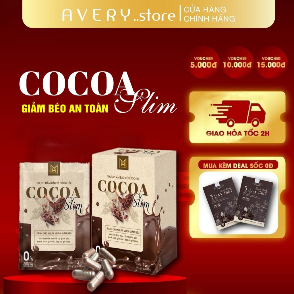 Giảm cân Cocoa Slim Chính Hãng giam can nhanh cấp tốc an toàn hiệu quả Hộp 30 viên