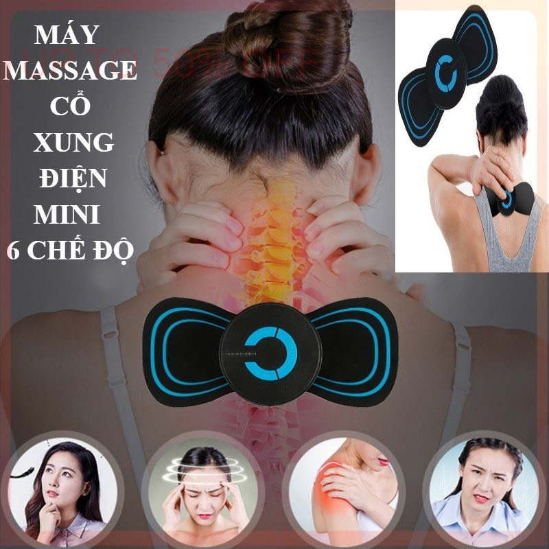 Miếng Massage Xung Điện Cổ Vai Gáy, Bắp Tay, Lưng Bằng Sung Điện Hình Nơ- Máy Mát Xa Thân Hình 8 Chế Độ