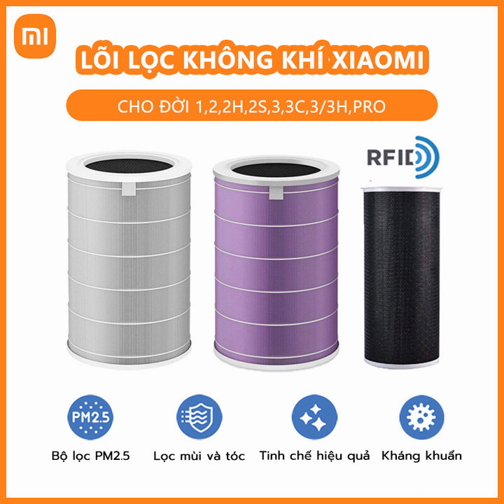 XIAOMI Mi Air Purifier Lõi lọc thay thế đời 1, 2, 2C, 2H, 2S, 3, 3C, 3H, Pro - Thay cho Máy lọc không khí [Có Chip RFID]