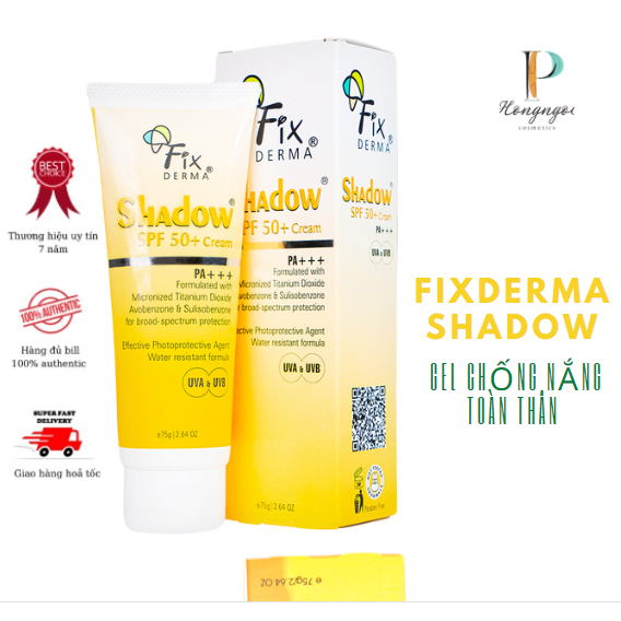 Kem Chống Nắng Fixderma SPF50+ (75g) - Kem Chống Nắng Shadow Cho Da Mặt Và Toàn Thân