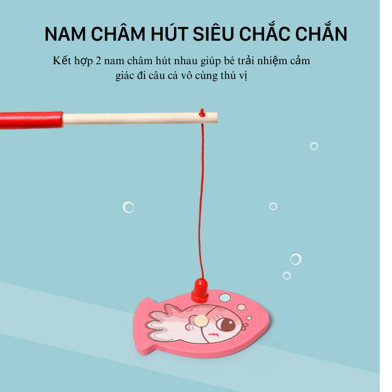 Bộ Giáo Cụ Montessori Đồ Chơi Gỗ Đa Tính Năng Kết Hợp Câu Cá Gắp Hạt Xếp Hình Khối, Lắp Số Kèm Xâu Dây