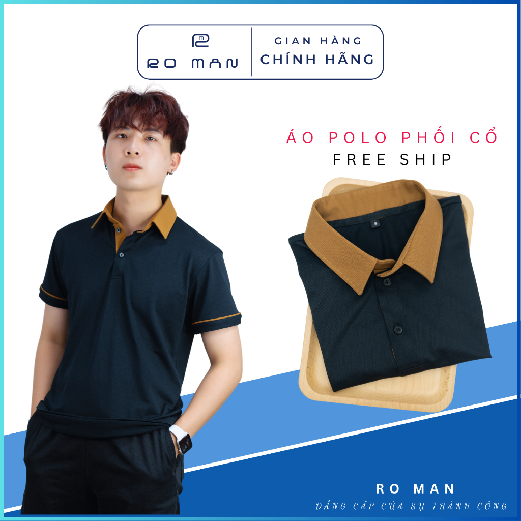 Áo Thun POLO Phối Cổ ROMAN Thiết Kế Vải Cotton CVC Cá Sấu 100% Cao Cấp Ngắn Tay Cực Đẹp RM - 72