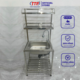 Bồn rửa chén có chân - 2 tầng úp chén inox tuấn thành phát