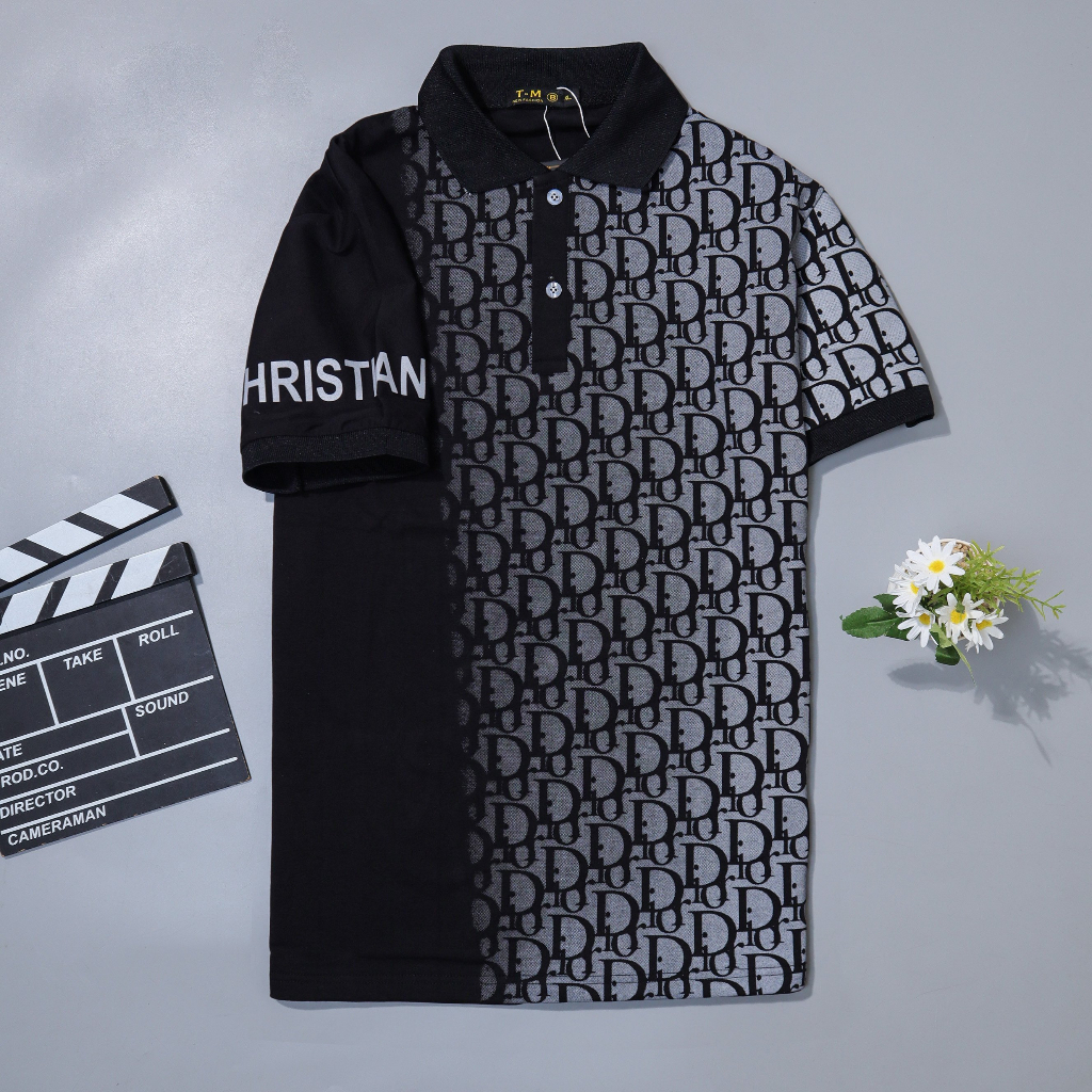 Áo thun polo nam co giãn phối loang màu hoạ tiết dior lên form cực đẹp và sang trọng mẫu-AXSTORE