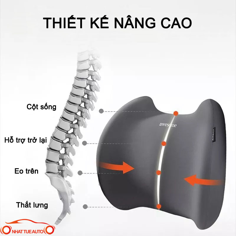 BỘ GỐI ĐẦU VÀ TỰA LƯNG CAO SU NON CHÍNH HÃNG AWESOME, SỬ DỤNG 4 MÙA THOÁNG KHÍ HỖ TRỢ LÁI XE ĐƯỜNG DÀI | BigBuy360 - bigbuy360.vn