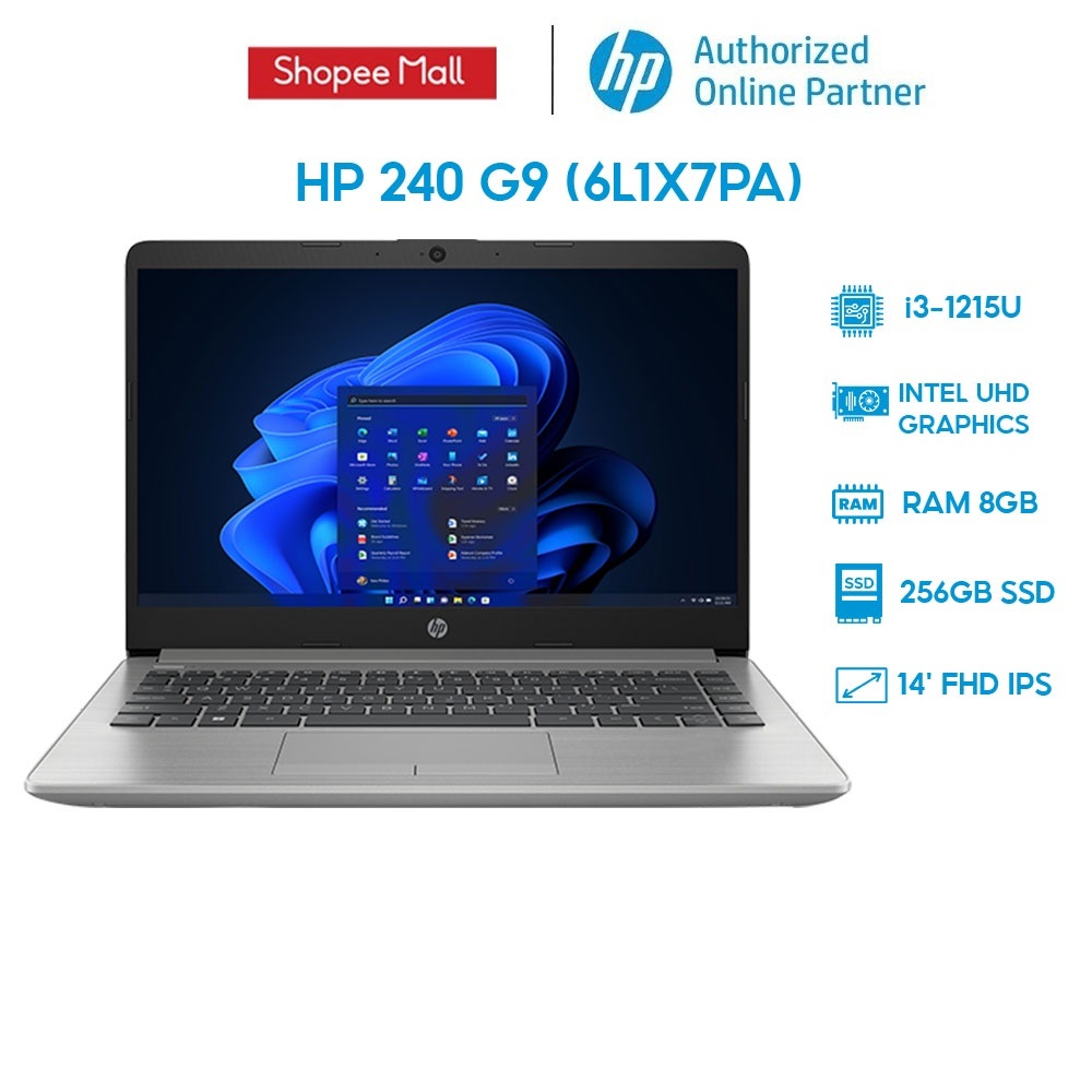 [Mã ELHP3TR giảm 12% đơn 500K] Laptop HP 240 G9 6L1X7PA i3-1215U | 8GB | 256GB | 14' FHD